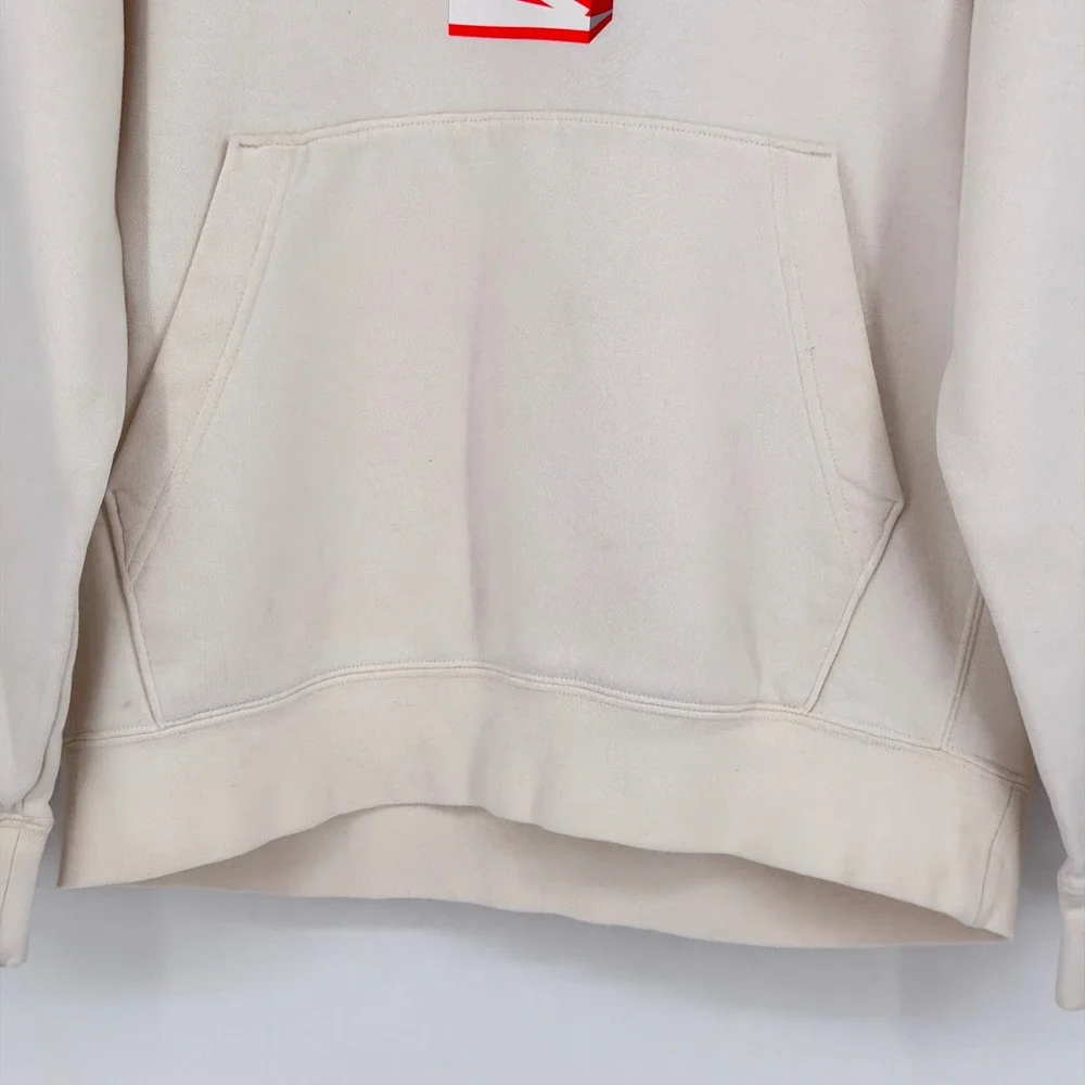 Nike Club Graphic Hoodie Size S Cream Off-White Monstera Plant Shoe Box Pullover